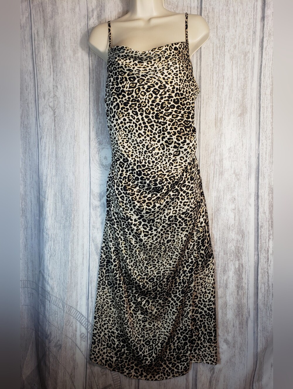 Re:named Leopard Spaghetti Midi Slip Dress-Medium-Y2K Indie Sleaze 90s NWT